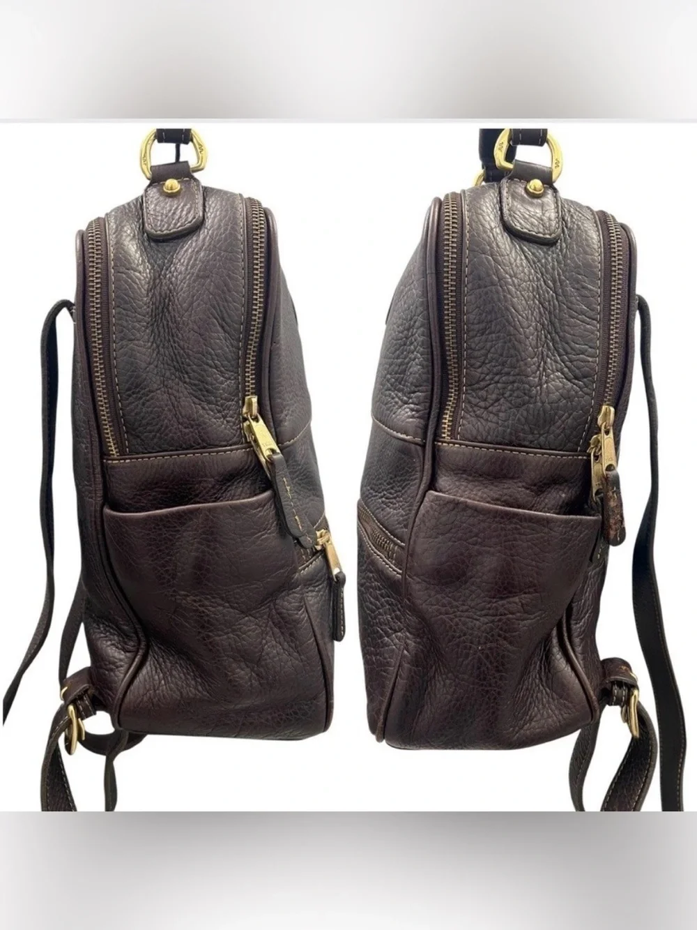 King Ranch Classic Dark Brown Leather 2 Compartments Adjustable Straps Backpack